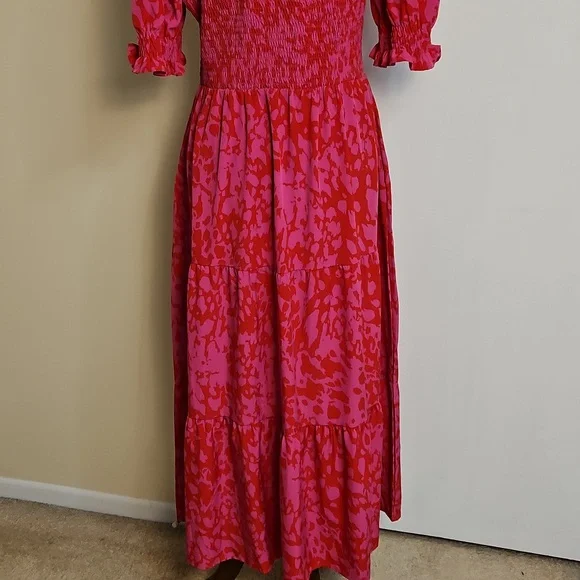 Pink and Red Short Sleeve Maxi Dress Size Extra Large - Picture 5 of 8